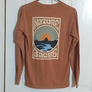 NATURE BACKS COMFORT COLORS SOL Long Sleeve Graphic Tee, Burnt Rust Orange Shirt